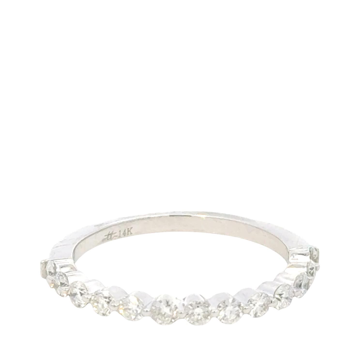 New Aamiaa 0.51 Carat Natural Diamond Bar & Prong Set Band Ring - Size 6.5 In 14